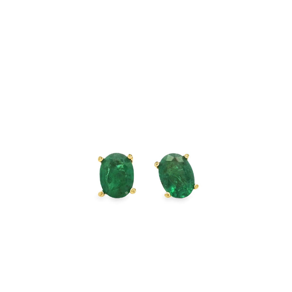 Emerald 8x4 Oval Solitaire Earrings