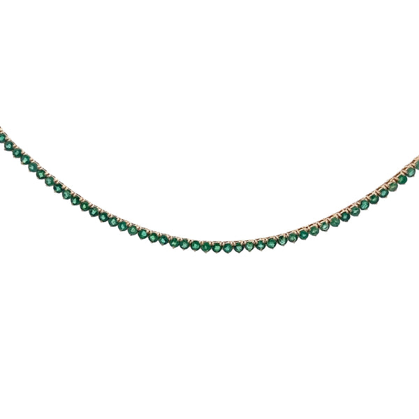 Tennis Emerald Straight Necklace