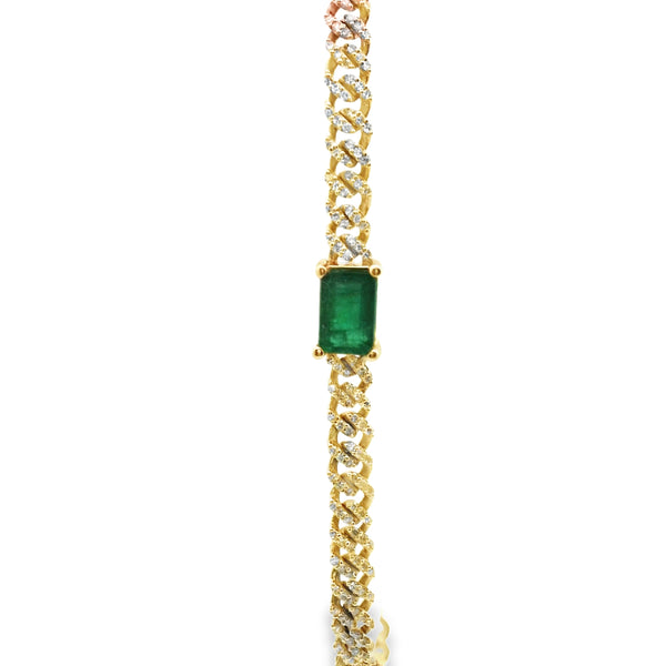 Rectangular Emerald with Diamonds Bracelet