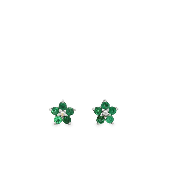 Baby Emerald Flower Small Stud