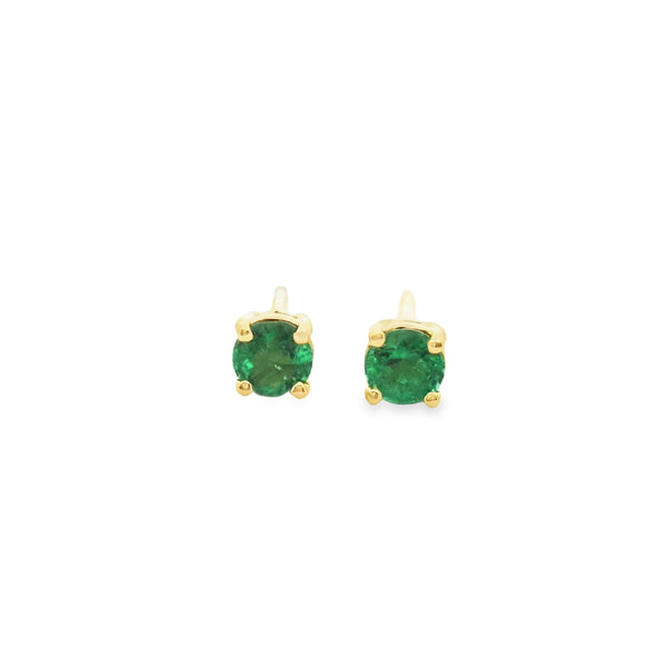 Emerald 5mm Round Solitaire Earring