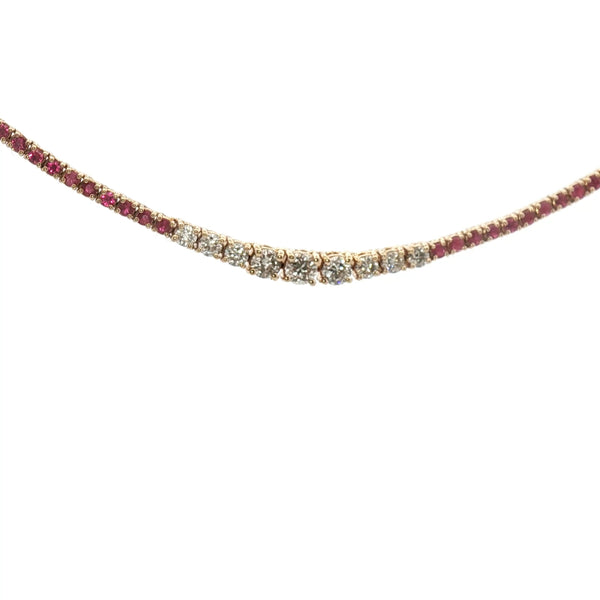 Rubi and Diamond Tennis Necklace