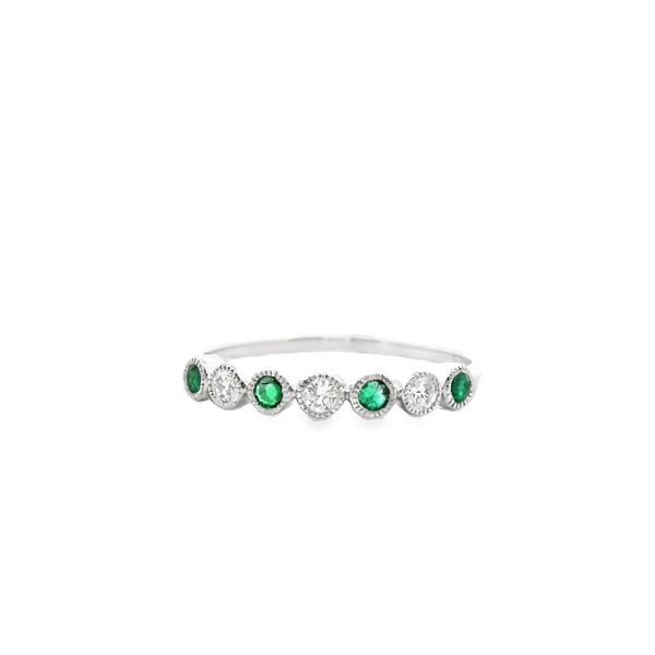 Emerald and Diamond Bezel Ring