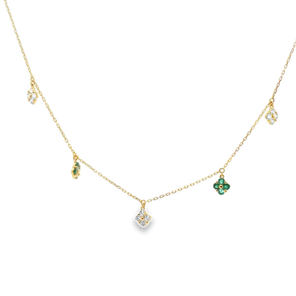 Collar de Flores de Esmeraldas y Diamantes