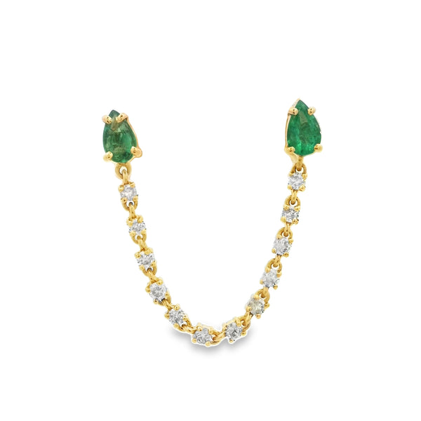 Emerald Studs with Diamond Conector