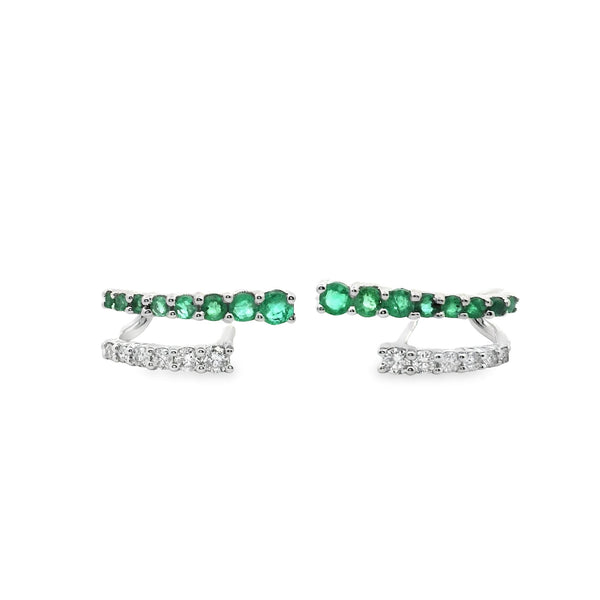 Diamond & Emerald Double Row Hoops
