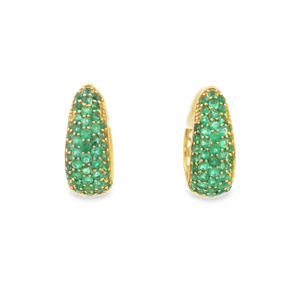 Emerald Pavé Puffy Hoops
