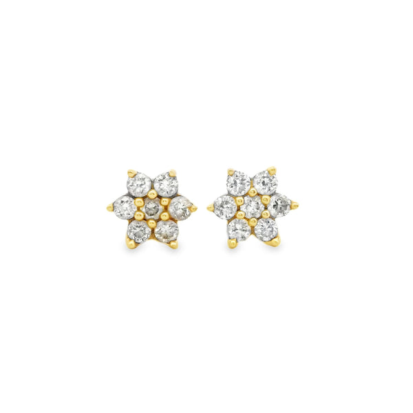 Diamond Flower Small Earrings