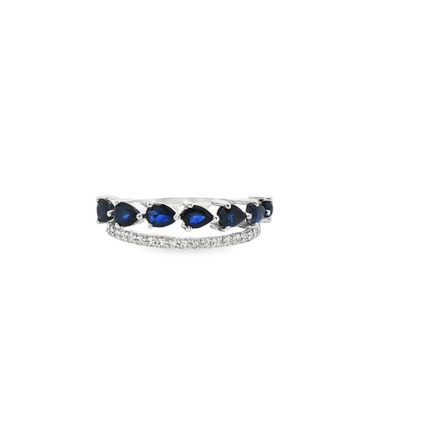 Sapphire and Diamond Double band Ring
