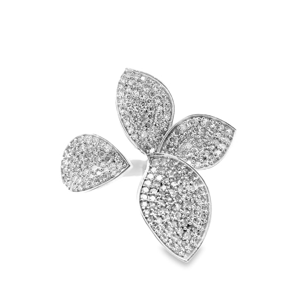 Diamond Pave Flower Large Ring