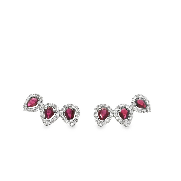 Ruby Drop Halo Earclimber