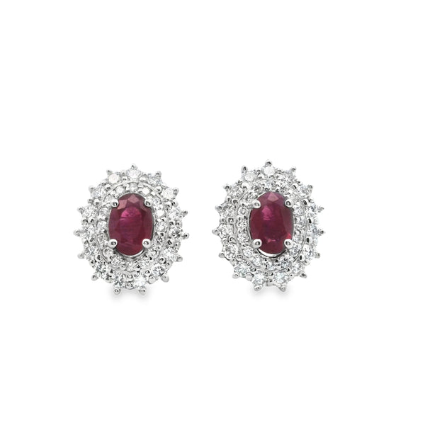 Rubi Oval Double Halo Earrings