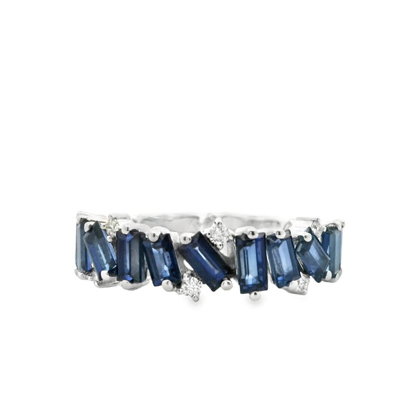 Anillo baguette de Zafiro con Diamantes