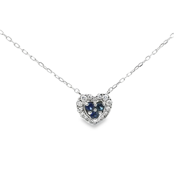 Dije de Corazón con Zafiros y Halo de Diamantes