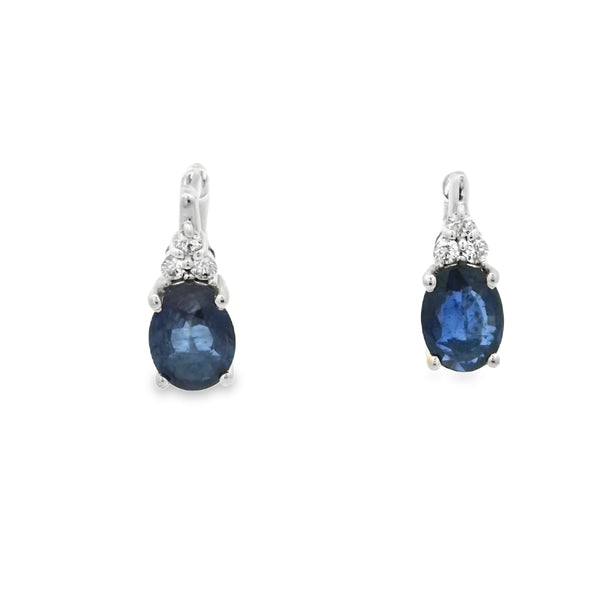 Oval Sapphire and Diamond Hoops