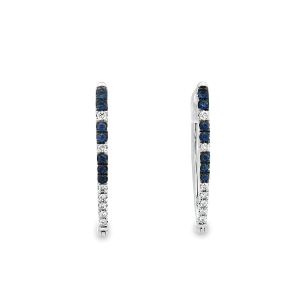 Diamond & Sapphire Triangular Large Hoops