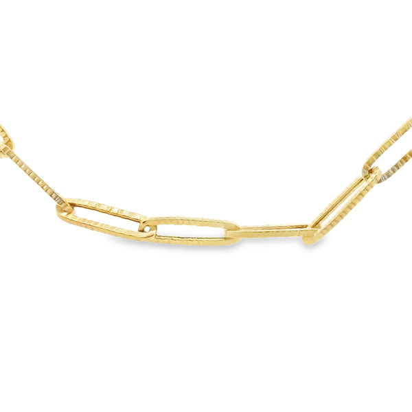 Collar Paperclip Martillado en Oro de 18k
