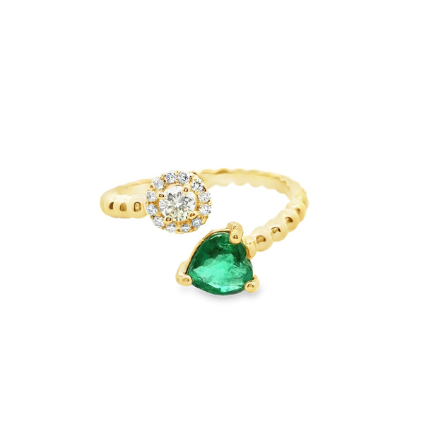 Emerald Heart Ring with Diamonds