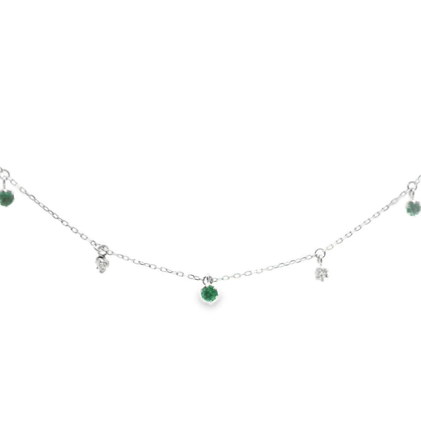 Hanging Emerald and Diamond Small Necklace