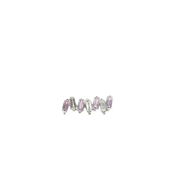 Pink Sapphire and Diamond Baguette Individual Earring
