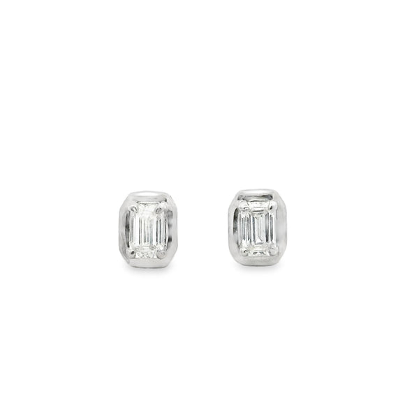 Diamond Emerald Cut Small Stud Earring